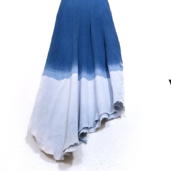 NEW AG Adriano Goldschmied 90's Curved Hem Midi Tank Dress Blue Ombre Boho Small - Picture 6 of 10